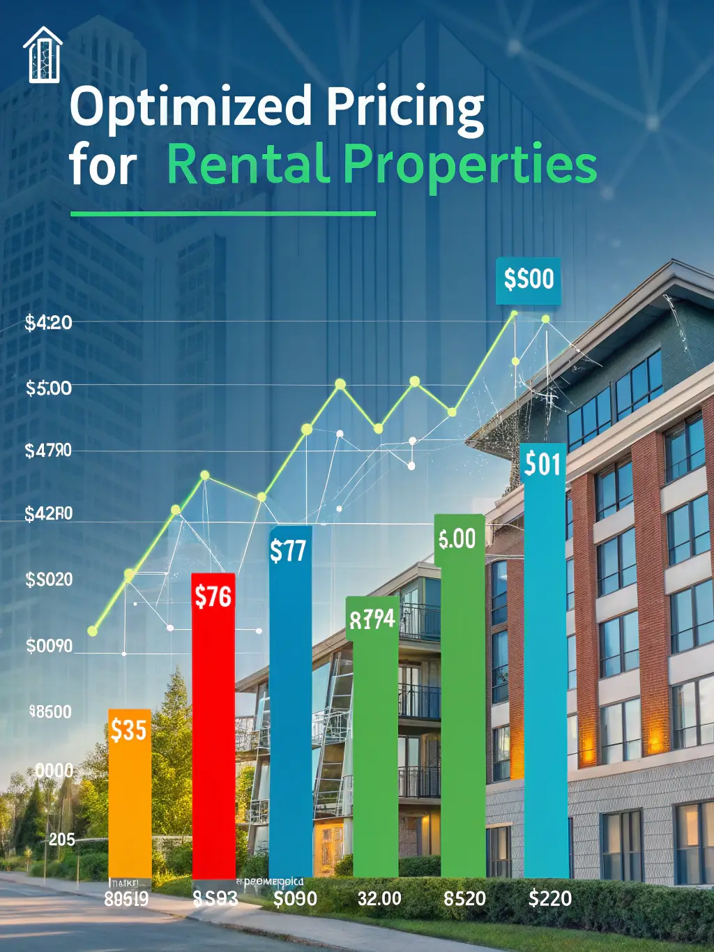 A graph illustrating dynamic pricing adjustments based on market demand and occupancy rates, demonstrating Lido Property Solutions' pricing strategy.